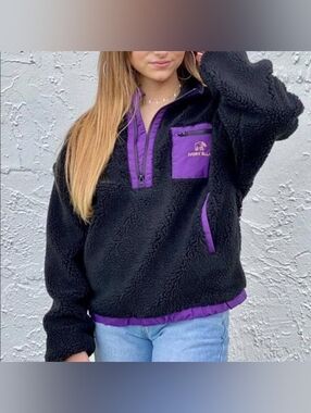 Ivory Ella Black Sherpa Fleece Quarter Zip